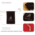 Velvet drawstring jewelry pouch in dark brown with gold logo and 15x10cm size dimensions - Coffee / 10*15cm