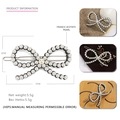 Barrette à cheveux nœud en acétate noir avec perles blanches mesurant 7 cm de long - Noir et Blanc