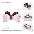 Fermaglio per capelli a fiocco in acrilico rosa e bordeaux con strass e molla - Borgogna