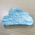 Blue marble patterned cloud hair claw clip with a glossy finish on wood background - Sky Blue