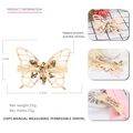 Klassische Schmetterling-Haarklammer aus Acetat mit Kristallen in Cremeweiß - Groß / Champagner
