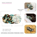 Blue tortoise shell marble acetate hair clip with 3-disc geometric design and metal spring - Green