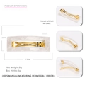 Fermaglio in acetato bianco marmorizzato con clip dorata, misura 7,7cm x 2,8cm - Bianco