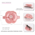 Pink camellia flower hair clip in premium acetate with sparkling Austrian rhinestones - Small / Pink