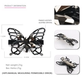 Eleganter schwarzer Hohl-Schmetterlings-Haarclip mit grauen Kristallen und Acetat - Groß / Schwarz