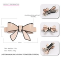 Minimalist beige acrylic bow hair clip with black trim and sizing details, 8.7cm - Light Pink