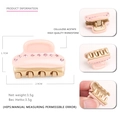 Mini molletta per capelli in acetato rosa con strass e denti dorati per capelli laterali - Rosa Solido