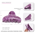 Pinza per capelli viola effetto marmo in PVC, lunga 8,8 cm con molla resistente - Viola
