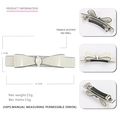 Barrette noeud élégante en acétate crème avec bord noir et attache ressort en métal - Blanc Cassé