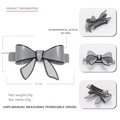 Grey acrylic bow hair clip with spring clasp, 8.7cm width, high gloss finish - Gray