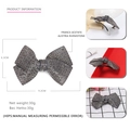 Fermaglio per capelli a fiocco con strass neri, acetato francese e molletta in metallo - Grande / Nero
