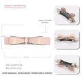 Barrette à nœud élégante en acétate de France rose clair avec bord noir et clip en métal - Rose