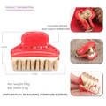 Elegante pinza para el cabello de acetato rojo con dientes dorados y brillantes pedrería - Rojo
