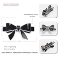 Minimalist black acrylic bow hair clip with white trim and spring fastener for women - Black with White Edge