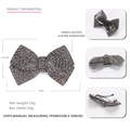 Fermaglio per capelli a fiocco in acetato grigio scuro con strass austriaci e misure - Piccolo / Nero