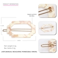 Minimalistische vierkante acetaat haarklem met marmerpatroon in beige en roze en goudkleur - Off-wit