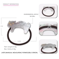 Cute gray acrylic cat hair tie with golden sleepy expression and brown elastic band - Gray