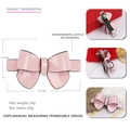Pink acetate bow hair clip with black border and spring metal clasp 8.5cm - Large / Solid Pink Large