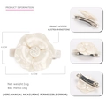French acetate camellia flower hair clip in creamy white finish with sparkling rhinestones - Small / Pearl White