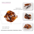 Flower-shaped France acetate hair clip with leopard pattern and crystals, 8.5cm size - Large / Red Tortoiseshell