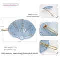 Pinza para el pelo de acetato azul con forma de concha, diamantes y base dorada - Estilo de Circonita / Azul