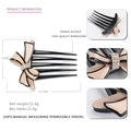 Pink acetate bow hair comb clip with rhinestone accents and black five-tooth fork - Pink
