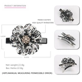 Fermaglio per capelli a fiore in acetato con motivo a inchiostro e strass - Nero