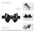 Elegant black France acetate bow hair clip with spring clip backing, size 8.5cm x 4.2cm - Large / Black Large