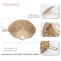 Pinza para el pelo con forma de concha dorada de acetato y detalles de diamantes - Estilo de Circonita / Dorado