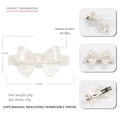 Elegant cream marble acetate bow hair clip with spring fastener and 8.5cm width - Large / Pearl White Large