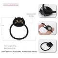Black cat hair tie made of premium acetate with high elasticity rubber band - Black