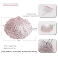 Pince à cheveux coquillage en acétate rose avec strass et attache dorée brillante - Style Zircone / Rose Clair
