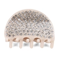 Dettaglio della pinza per capelli in acrilico con strass di cristallo color beige - Bianco sporco con strass bianchi