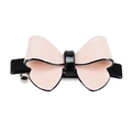 Pink acetate bow hair clip with black piping and spring fastener for women - Small / Nude Small