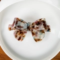 Elegant marble pattern acetate bow hair clip with spring metal fastener for women - Large / Multicolor Large