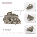 Haarklammer in Blattform aus Acryl in Taupe mit schwarzen Strasssteinen, 8x5,2cm - Grau