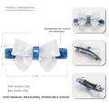 Blue and white marble acetate bow hair clip with silver spring fastener 8.5cm - Large / Light Blue Large