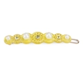 Fermaglio per capelli in acetato giallo con perle e strass su molletta in metallo - Giallo