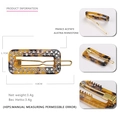 Rectangular hair clip with tortoise shell pattern and Austrian rhinestones - Tortoiseshell