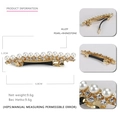 Dettaglio del fermaglio con perle e strass con dimensioni che mostrano 6,8 cm di lunghezza - Dritto Perla Strass