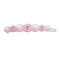 Eleganter gewellter helllilafarbener Acetat-Haarclip mit weißen Perlen und Strass - Lila