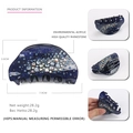 Pinza per capelli a squalo in acrilico blu scuro con strass colorati 7,9 cm - Blu scuro