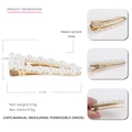 Elegante pinza de pelo de perlas con base de metal dorado y acetato, 6,1 cm x 2,2 cm - Perla en forma de lágrima