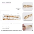 Elegante pinza de pelo rectangular con perlas y base dorada en acetato de 6,1 cm - Perla cuadrada