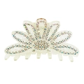 Elegant cream white lotus acrylic hair claw with sparkling rhinestones for women - Beige