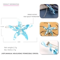 Detail showing blue and white starfish hair clip dimensions of 6cm x 5.6cm with rhinestones - Blue