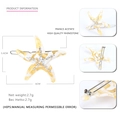 Molletta per capelli a stella marina in acetato con strass, bianco marmo, 6 cm - Giallo