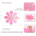 Pink glitter floral hair clip made of acetate with rhinestone detail for women - Pink