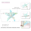Starfish shaped acetate hair clip in light blue and green marble finish with rhinestones - Light Blue