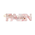 Pink and white marble acetate FAEN letter hair clip with golden metal fastener - FAEN Letter Pink